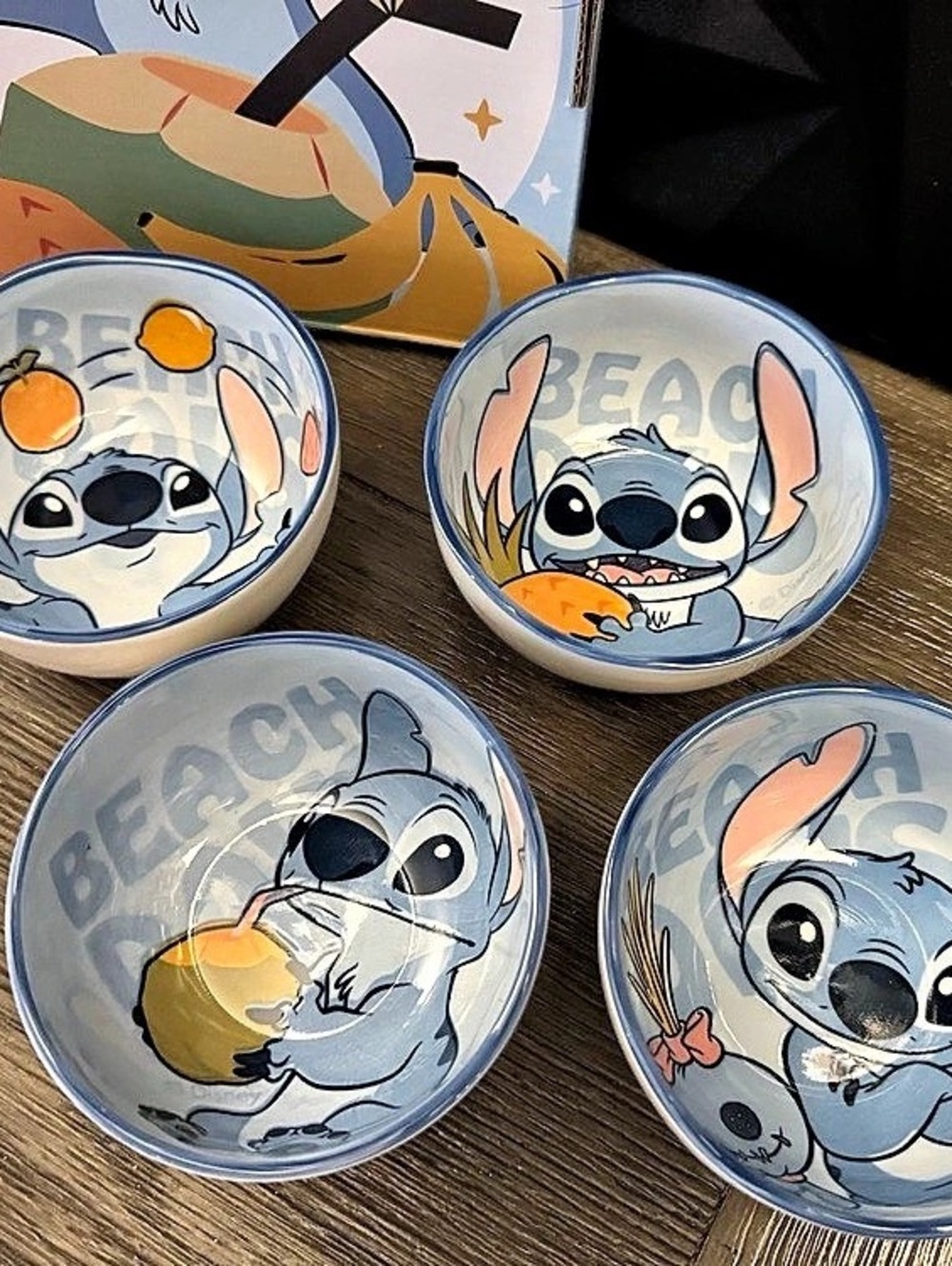 Disney Stitch Ceramic Bowl Set 4-Piece - New